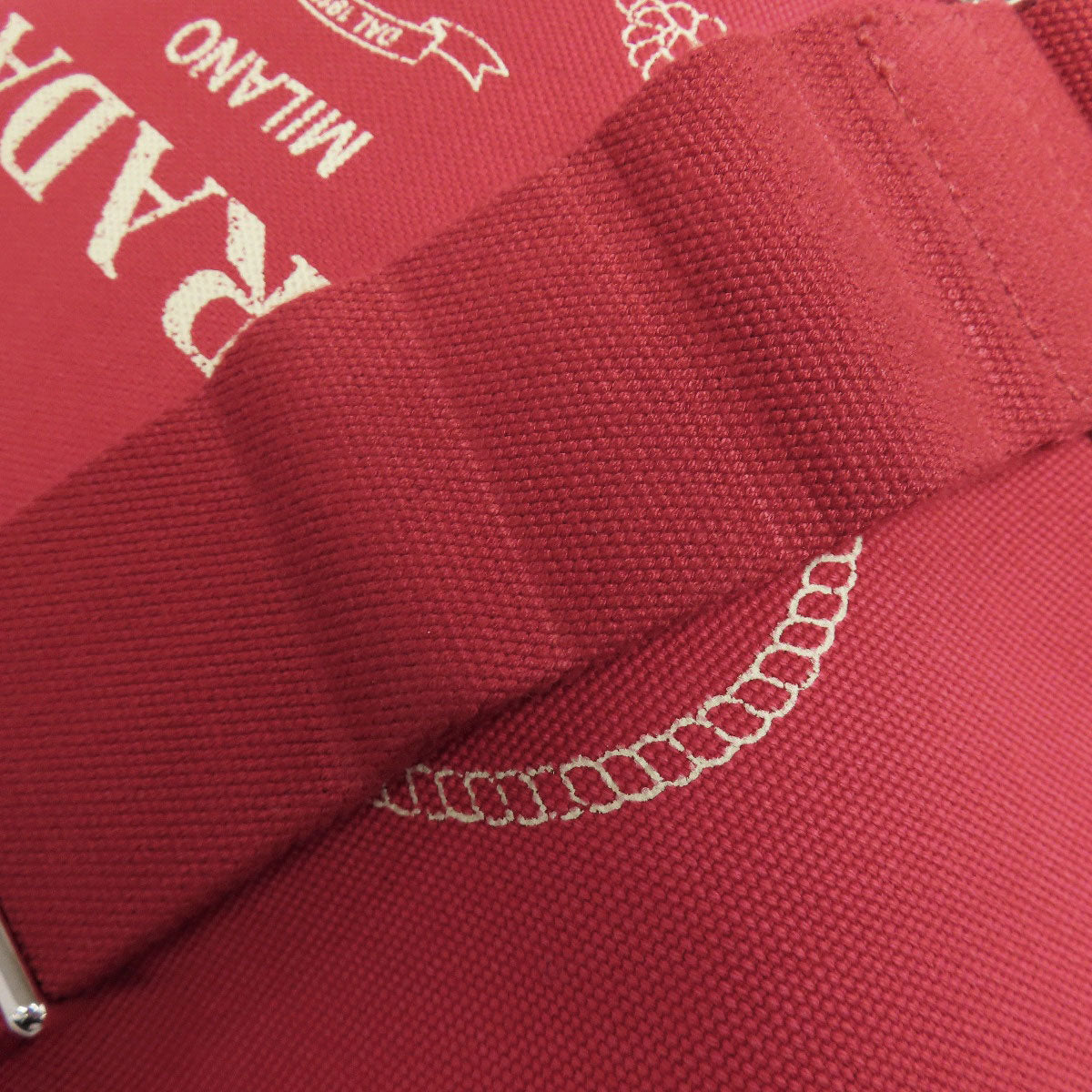 PRADA Tote Bag canvas Red Canapa Bucket 2WAY
