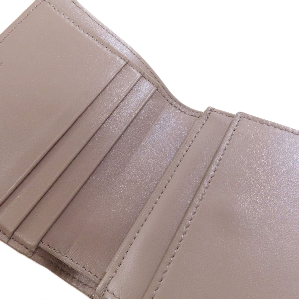 CELINE Bifold Wallet Calfskin gray Triomphe Flap Women Used Authentic
