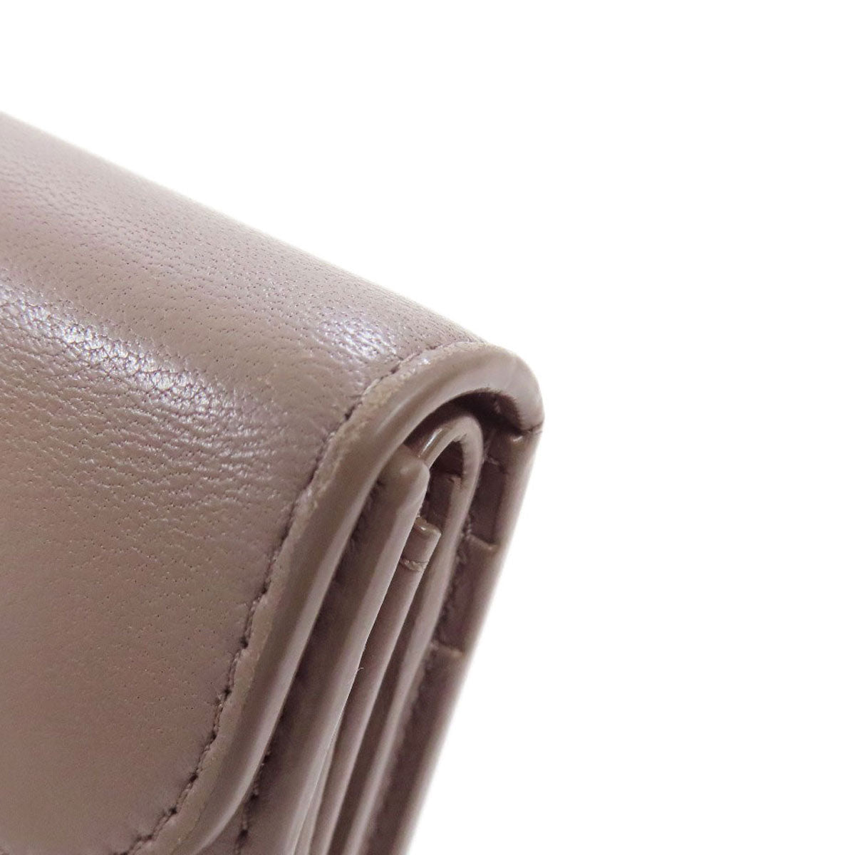 CELINE Bifold Wallet Calfskin gray Triomphe Flap Women Used Authentic