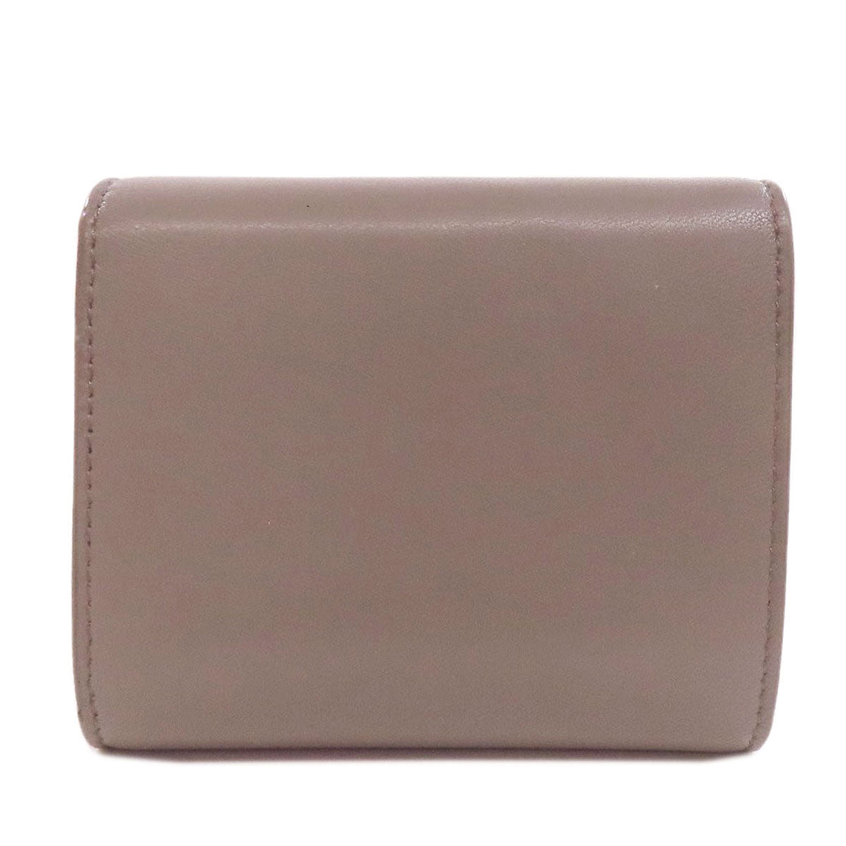 CELINE Bifold Wallet Calfskin gray Triomphe Flap Women Used Authentic