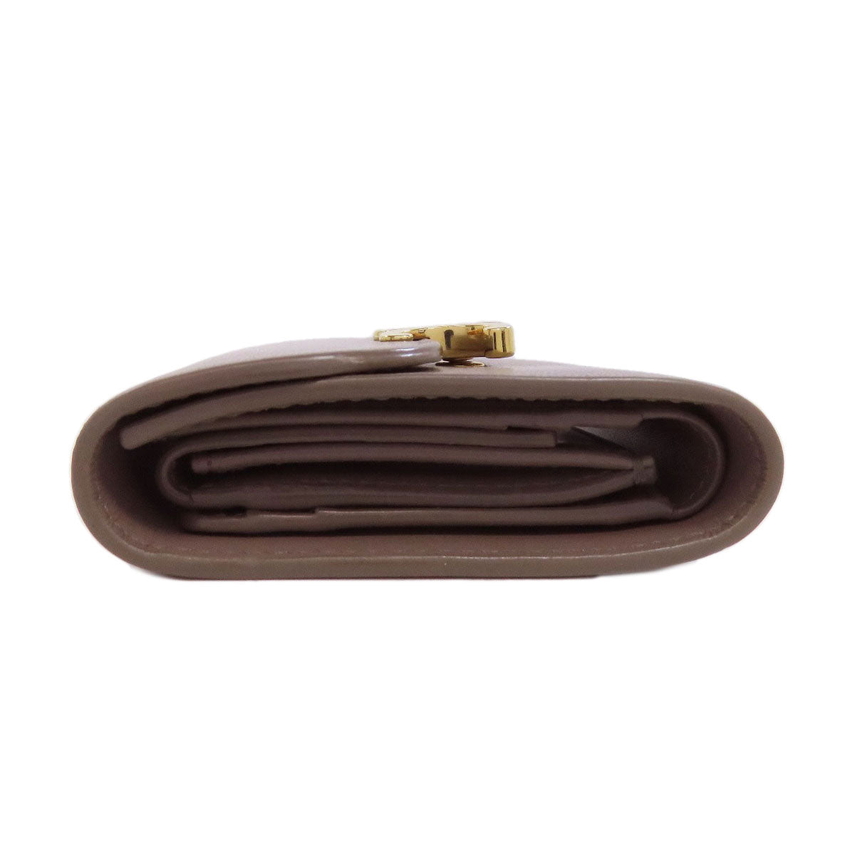 CELINE Bifold Wallet Calfskin gray Triomphe Flap Women Used Authentic