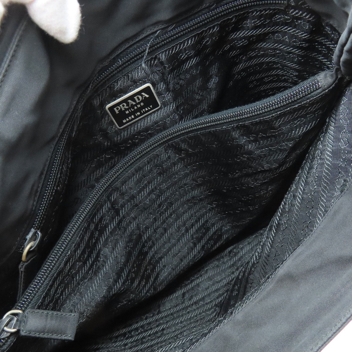 PRADA Tote Bag Nylon black logoMetal