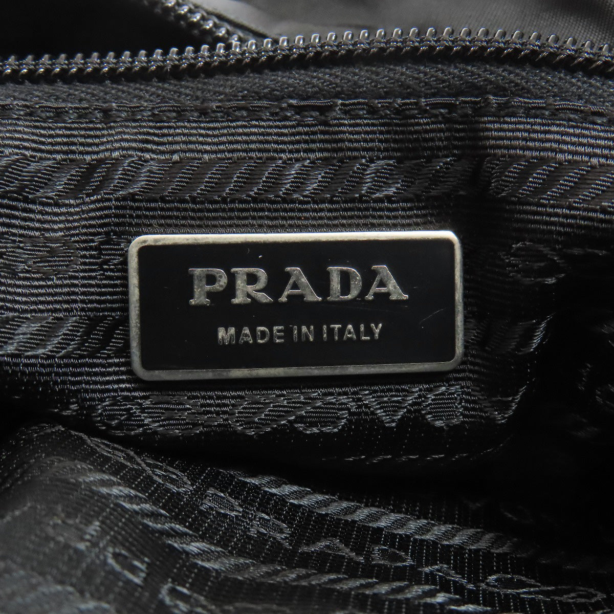 PRADA Shoulder Bag Nylon black logoMetal