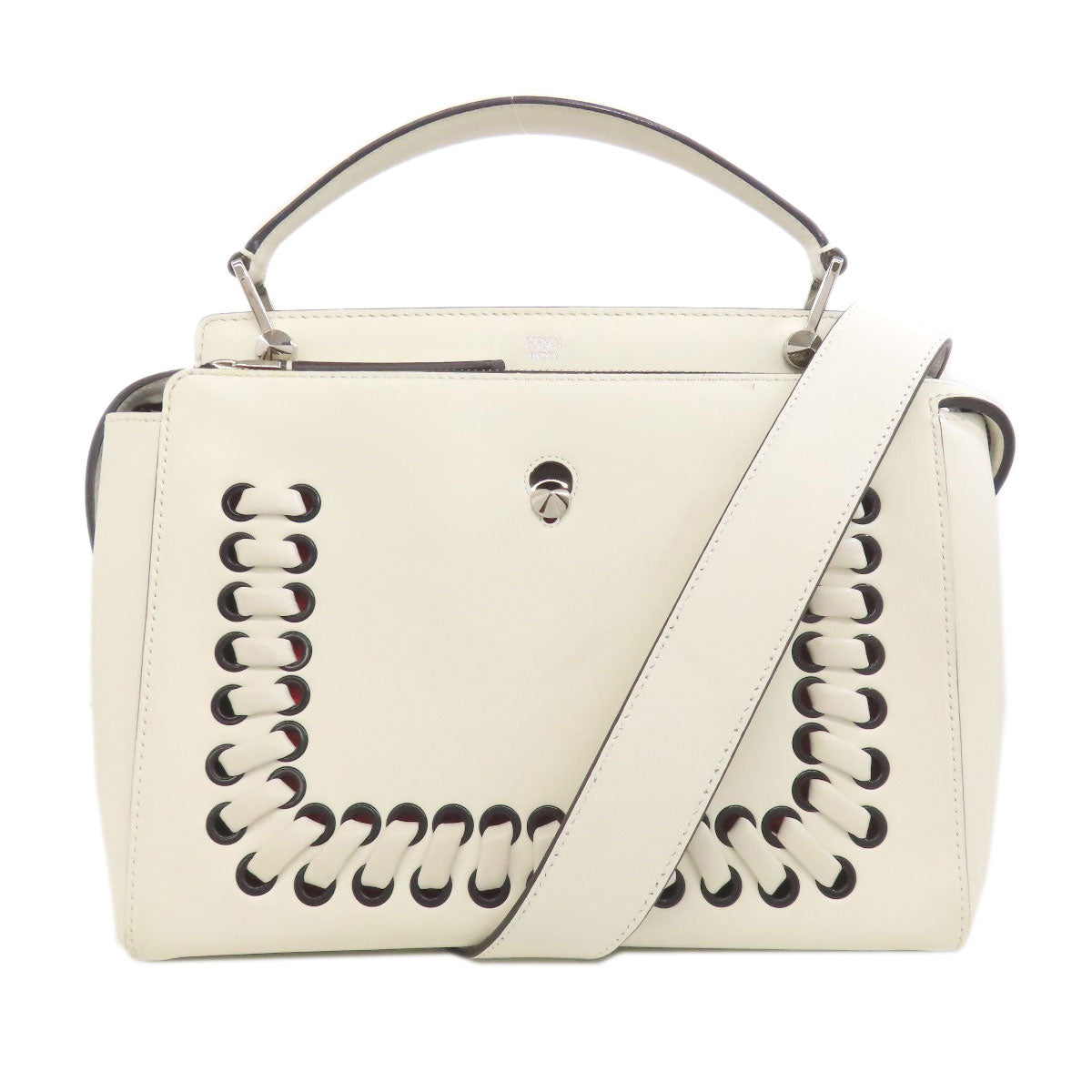 FENDI Handbag Calfskin white Dotcom 2WAY
