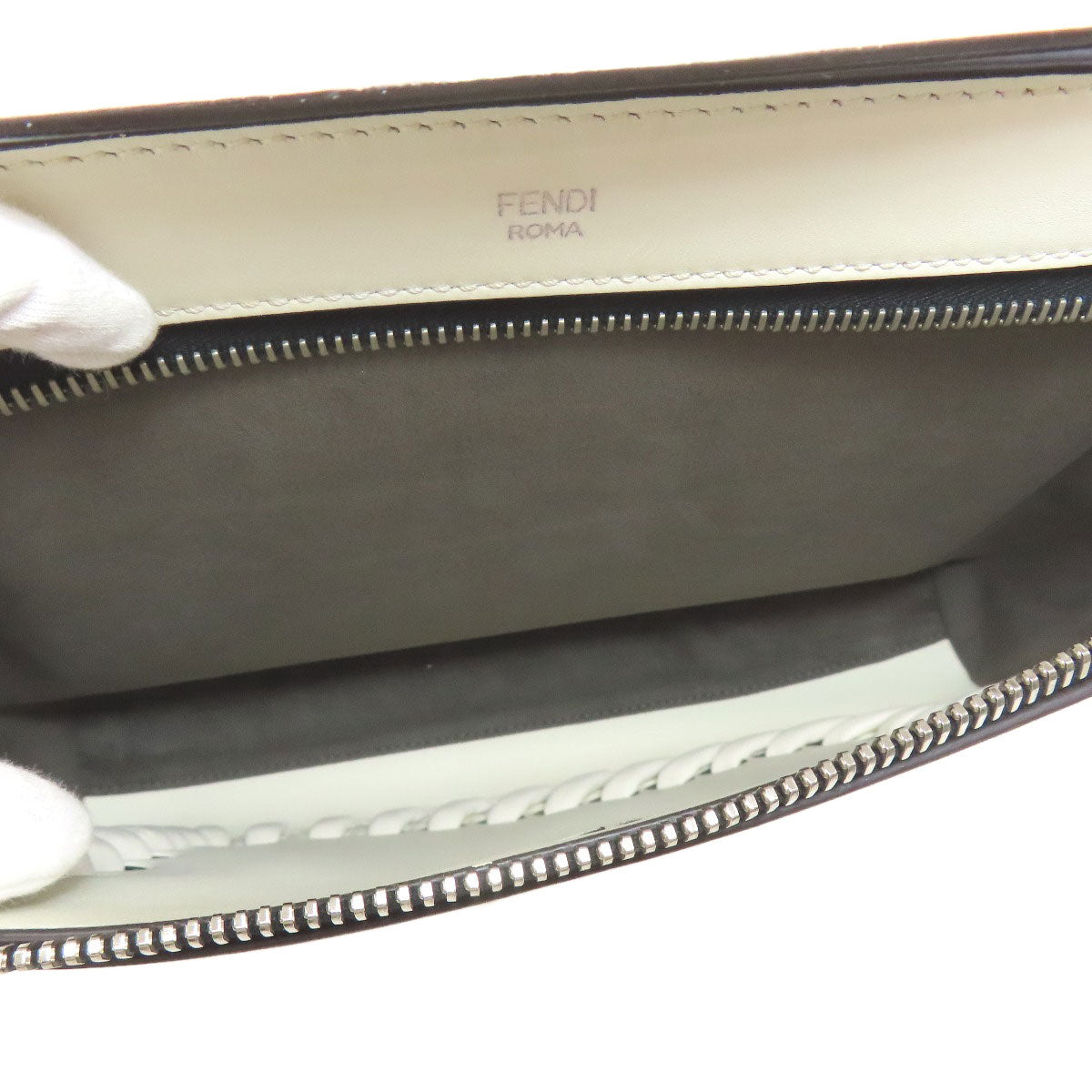 FENDI Handbag Calfskin white Dotcom 2WAY