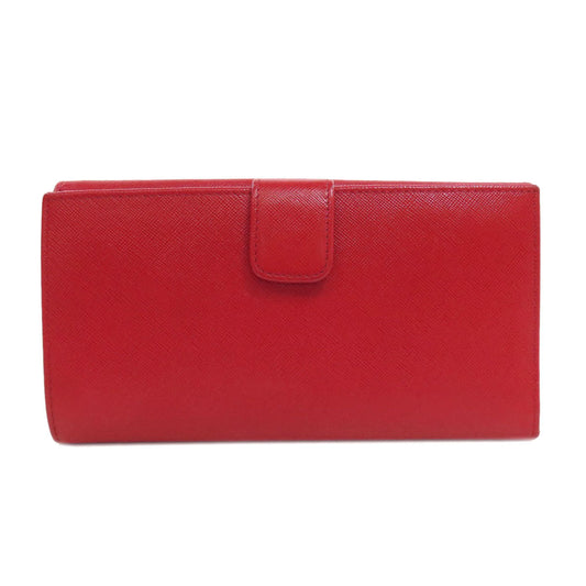 PRADA Long Wallet Purse Safiano Red logoMetal