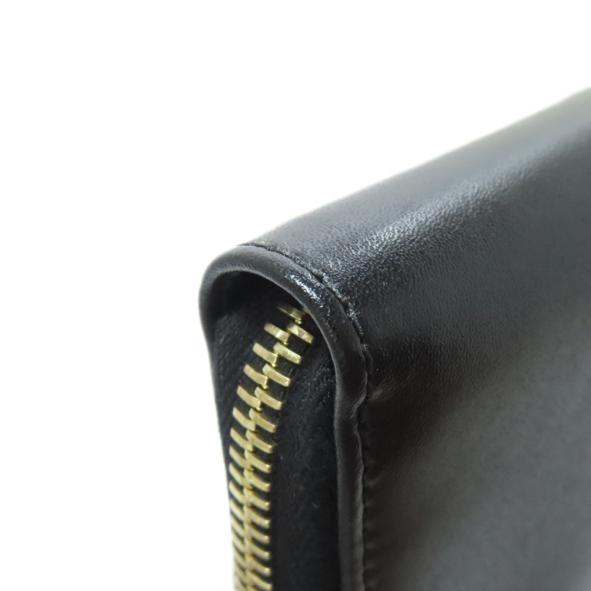 FENDI Long Wallet Purse leather black Zip Around