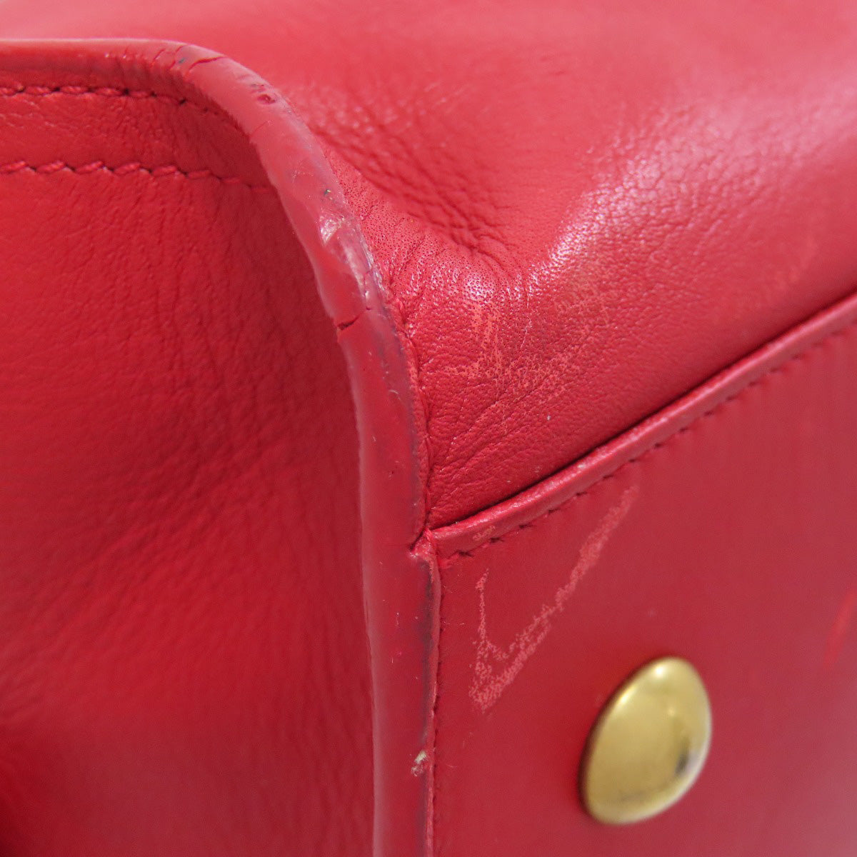 SAINT LAURENT Handbag leather Red Petit Cabas 2WAY