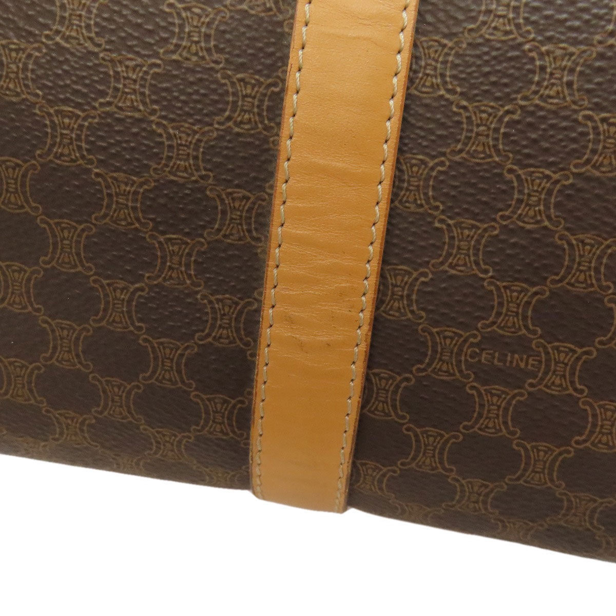 CELINE Handbag PVC Brown Macadam Mini Boston Duffel bag