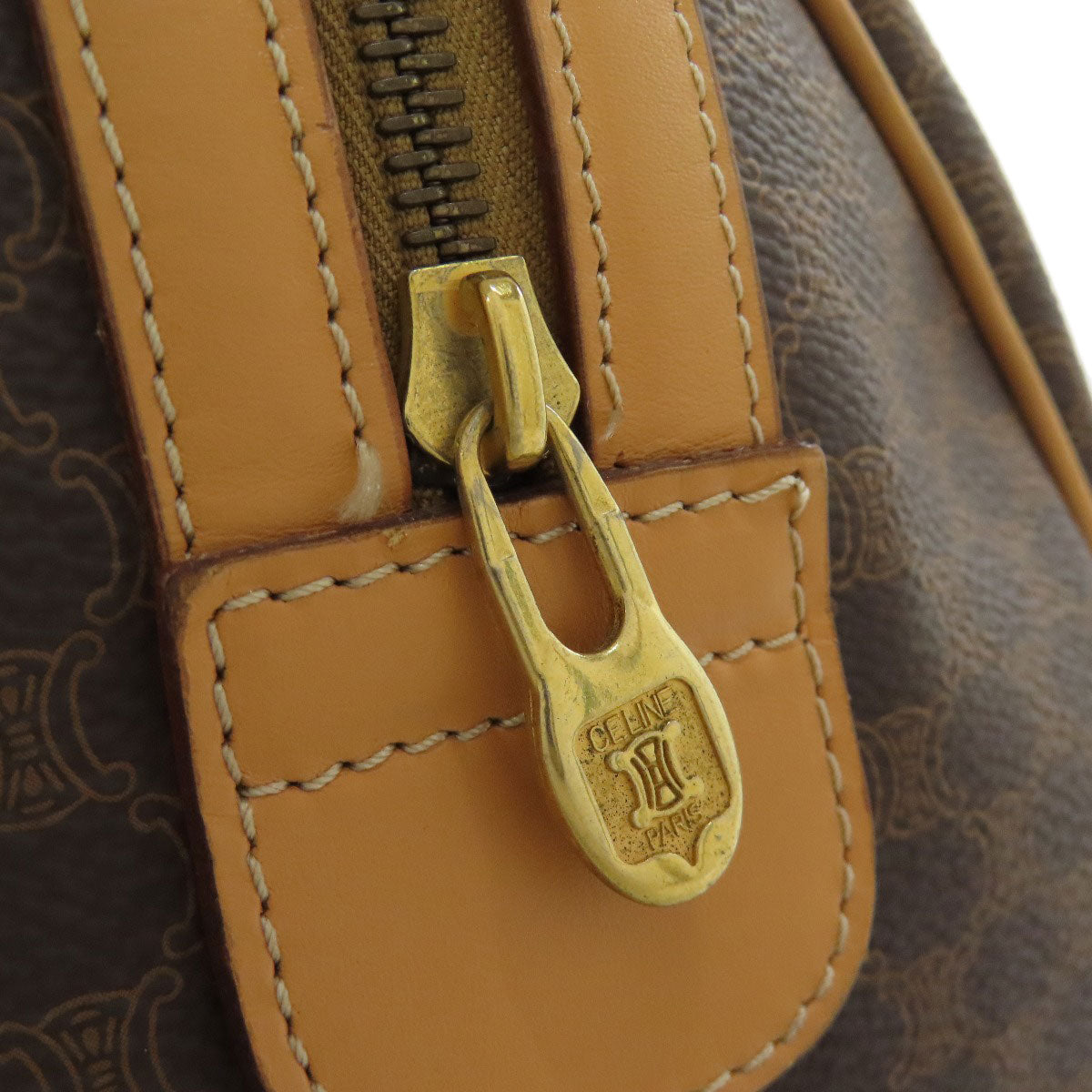 CELINE Handbag PVC Brown Macadam Mini Boston Duffel bag