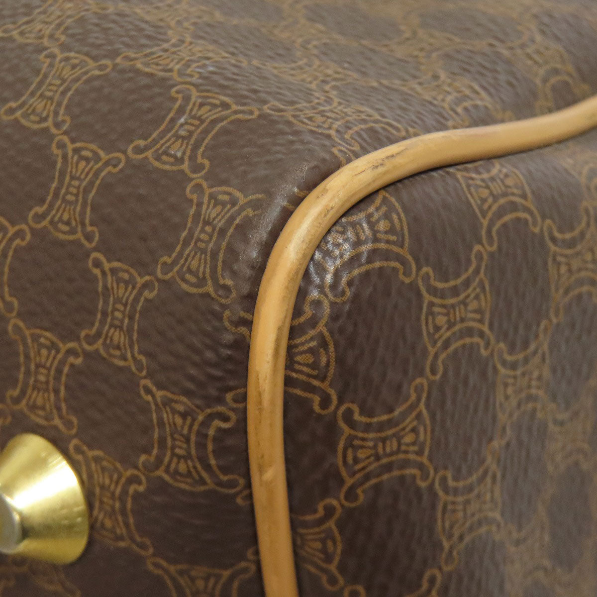 CELINE Handbag PVC Brown Macadam Mini Boston Duffel bag
