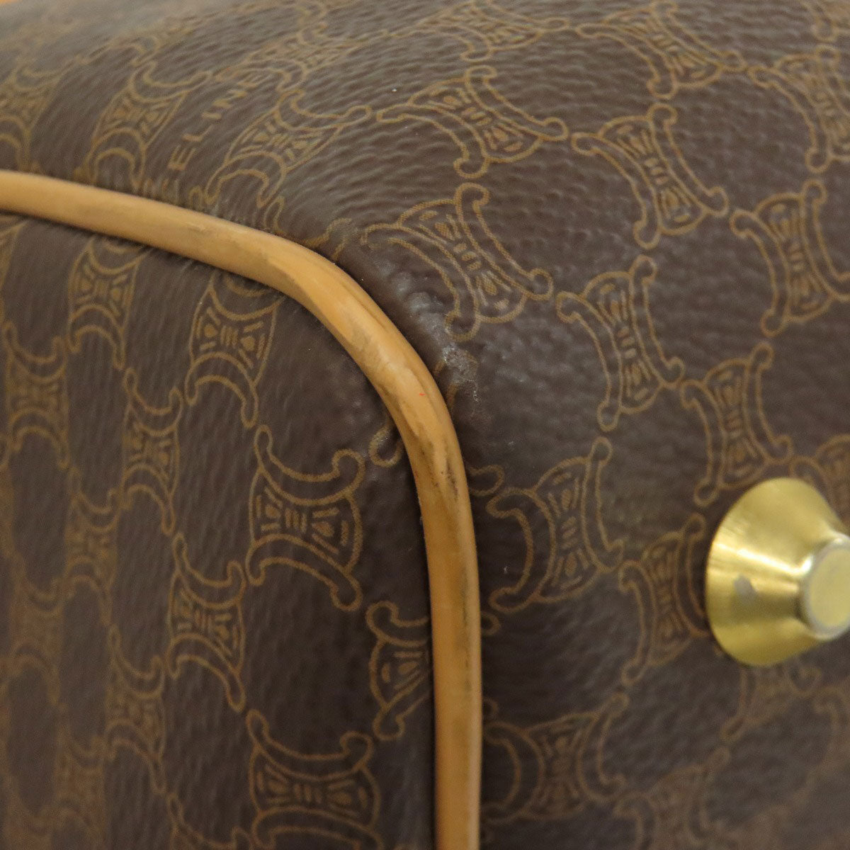 CELINE Handbag PVC Brown Macadam Mini Boston Duffel bag
