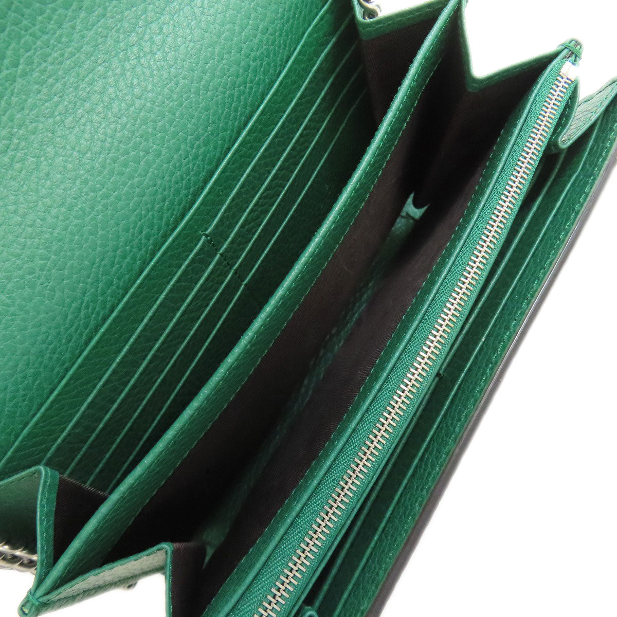 GUCCI Long Wallet Purse 401231 leather green Chain Wallet Dionysus