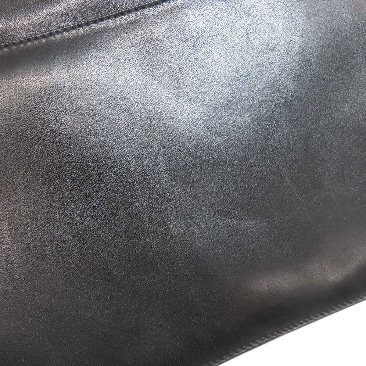 CELINE Shoulder Bag leather black one belt carriage Metal