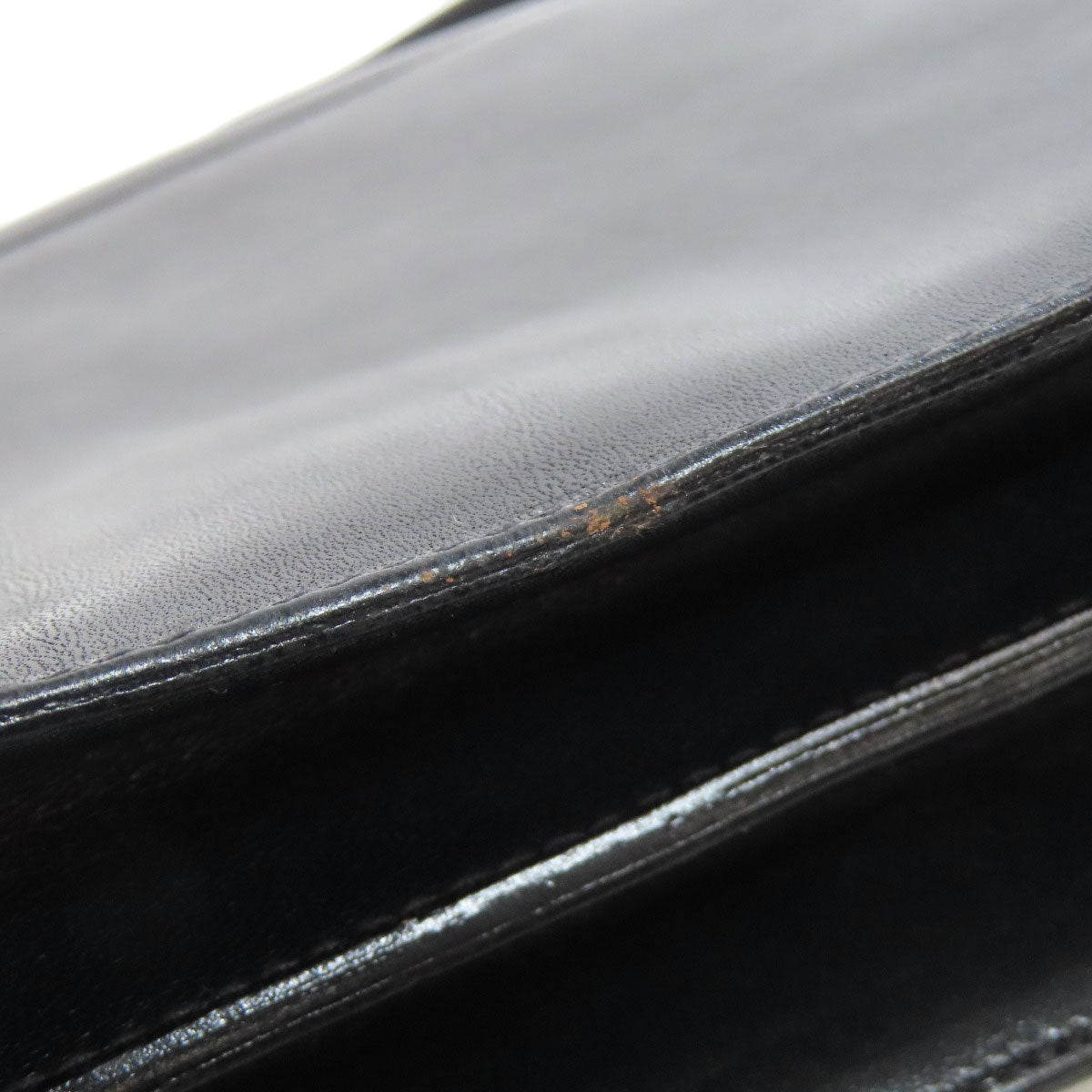 CELINE Shoulder Bag leather black one belt carriage Metal