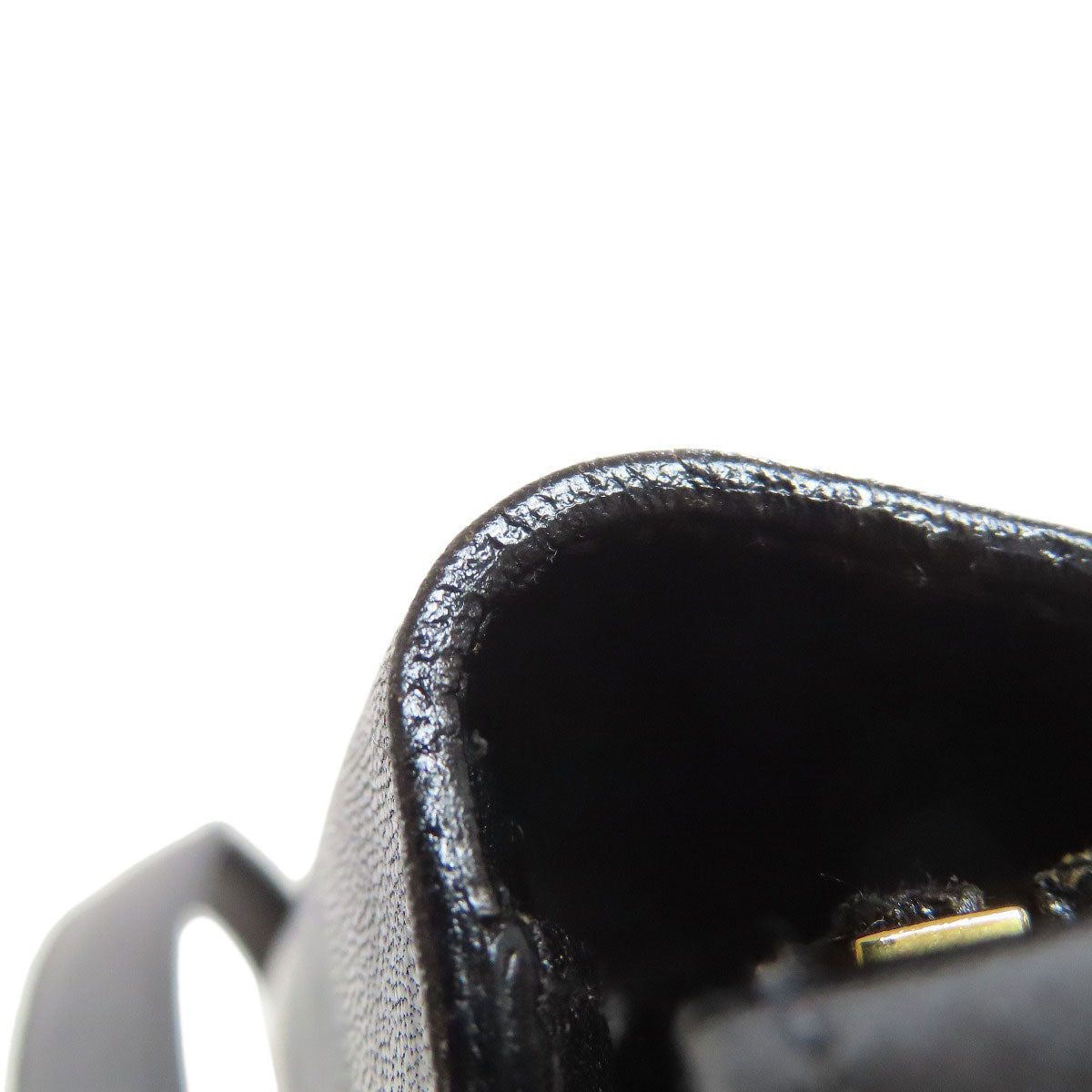 CELINE Shoulder Bag leather black one belt carriage Metal