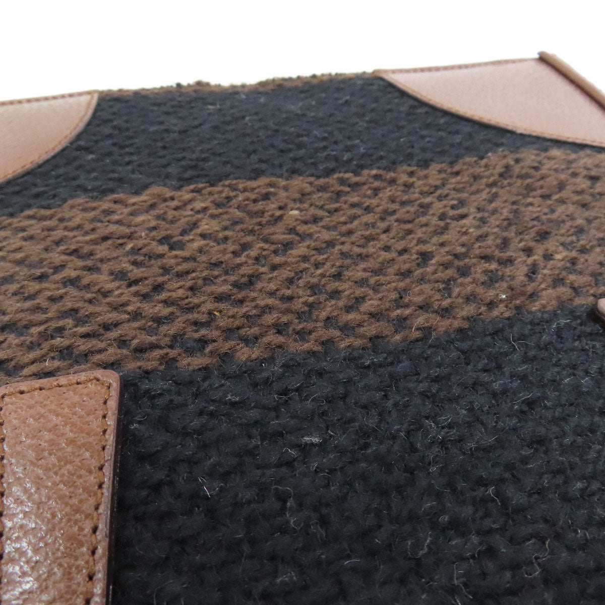 PRADA Tote Bag B11267 knit Brown logoMetal