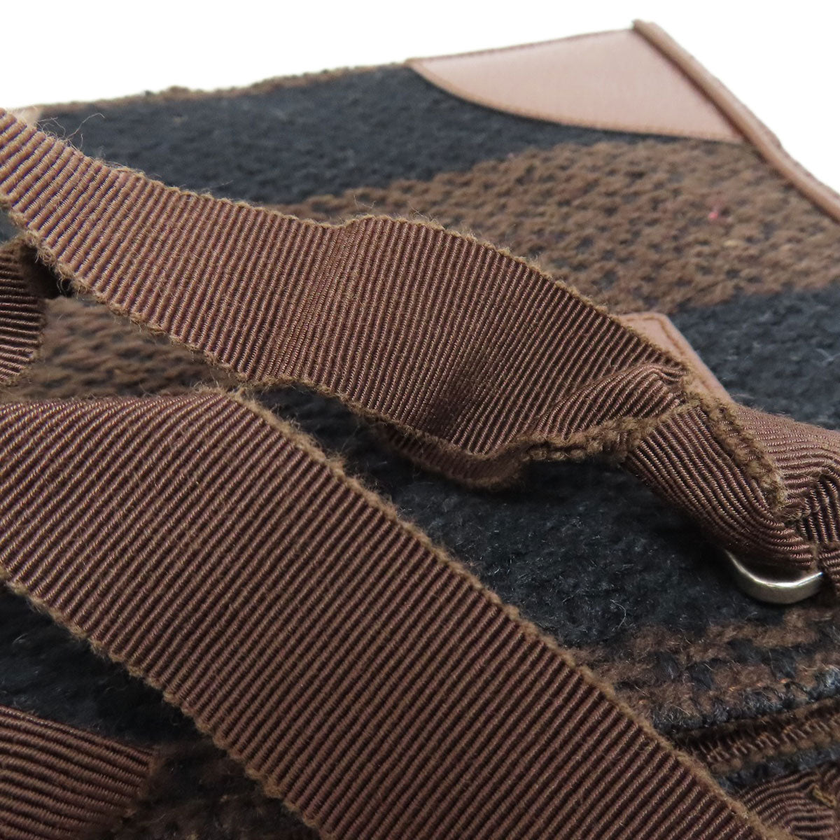PRADA Tote Bag B11267 knit Brown logoMetal