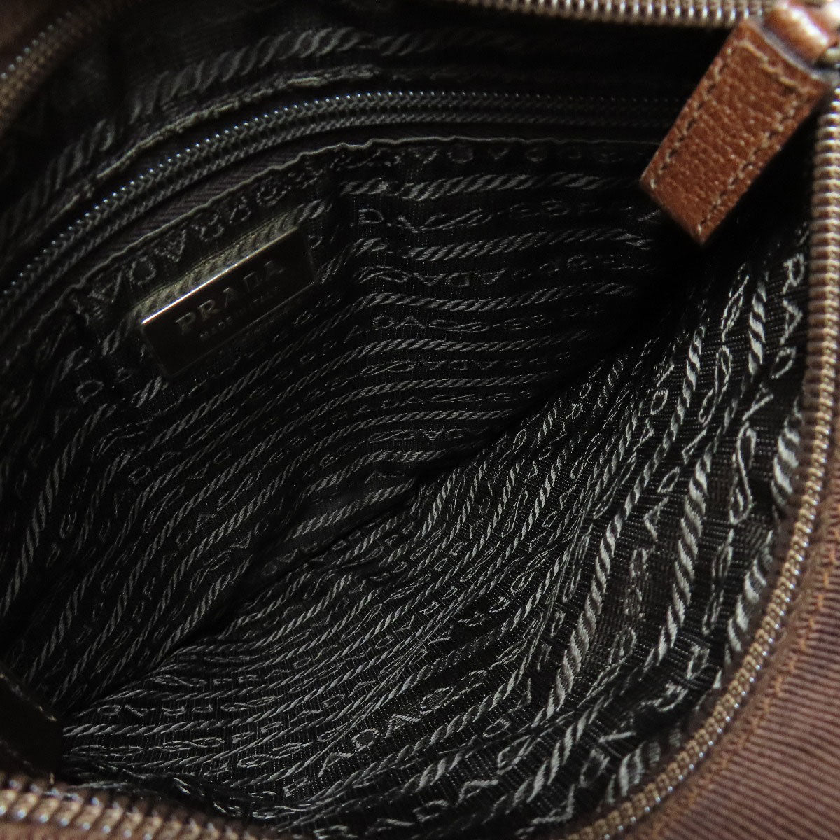 PRADA Tote Bag B11267 knit Brown logoMetal