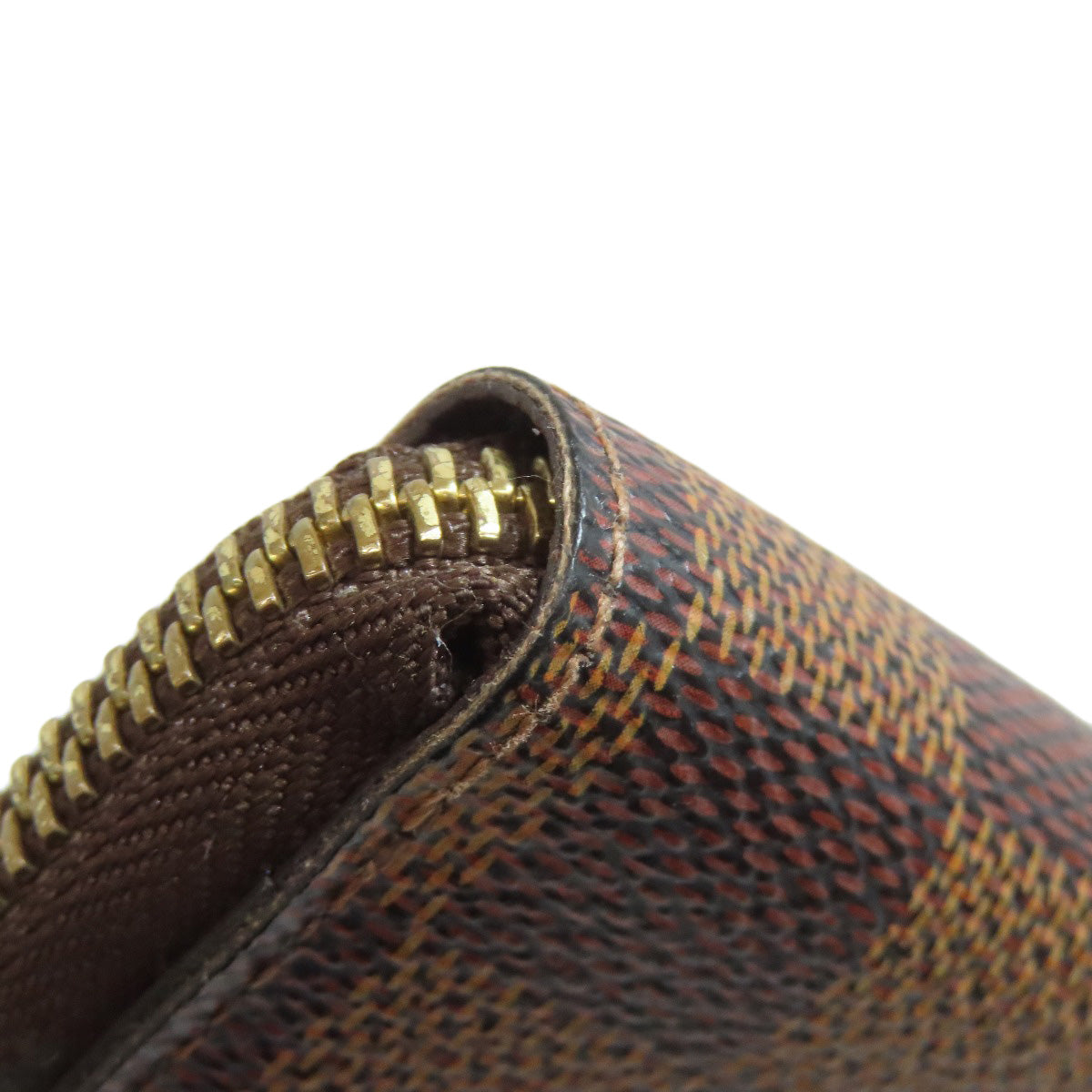 LOUIS VUITTON Long Wallet Purse N60028 Damier canvas Brown Zippy Compact Wallet