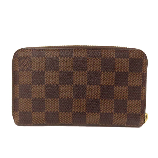 LOUIS VUITTON Long Wallet Purse N60028 Damier canvas Brown Zippy Compact Wallet