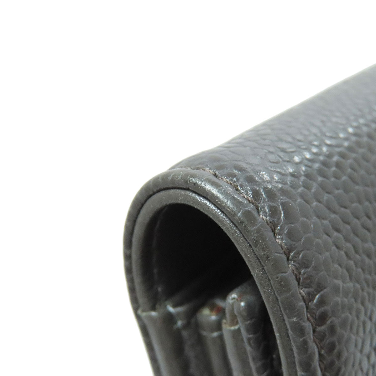 CHANEL Long Wallet Purse Grained Calfskin Skin gray COCO Mark