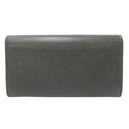 CHANEL Long Wallet Purse Grained Calfskin Skin gray COCO Mark