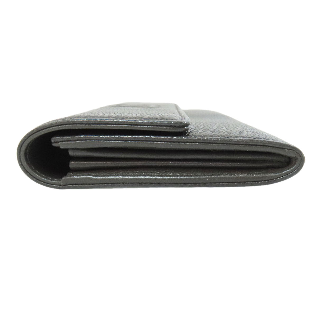 CHANEL Long Wallet Purse Grained Calfskin Skin gray COCO Mark