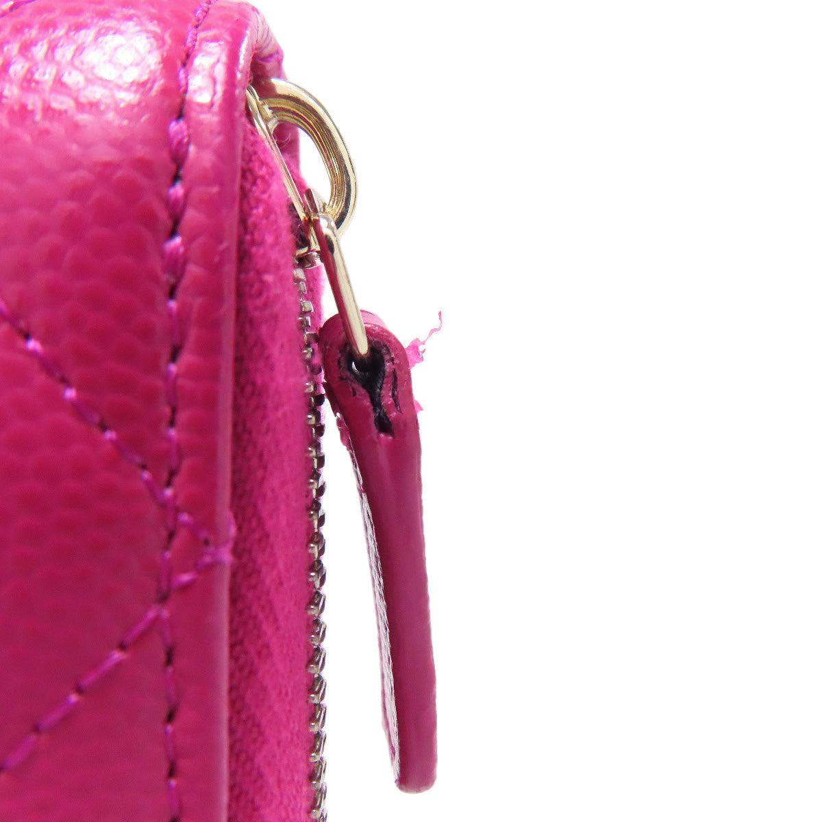 CHANEL Long Wallet Purse Grained Calfskin Skin pink Matelasse COCO Mark SilverMetal