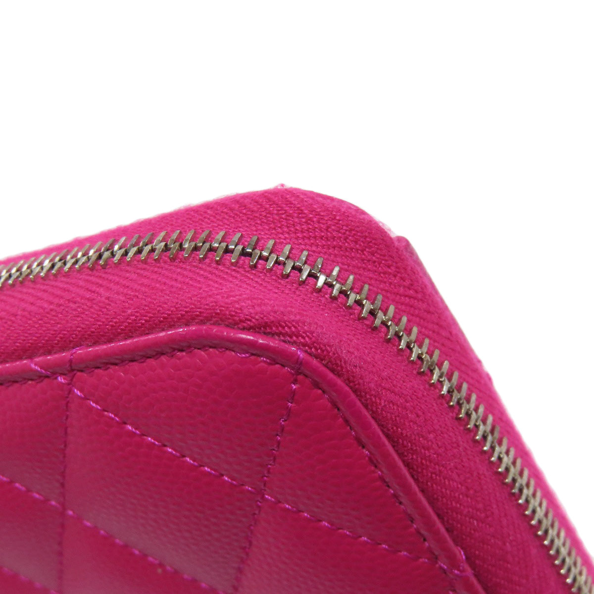 CHANEL Long Wallet Purse Grained Calfskin Skin pink Matelasse COCO Mark SilverMetal