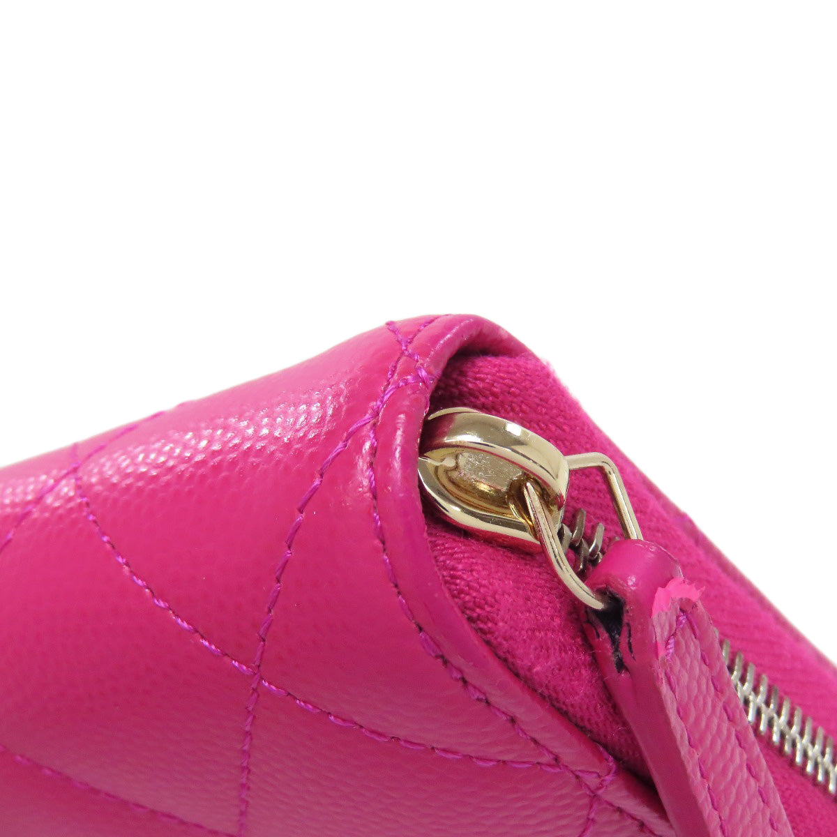 CHANEL Long Wallet Purse Grained Calfskin Skin pink Matelasse COCO Mark SilverMetal