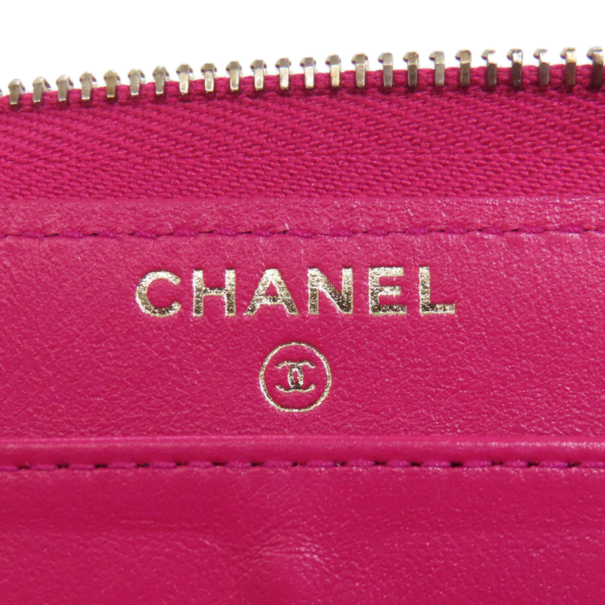 CHANEL Long Wallet Purse Grained Calfskin Skin pink Matelasse COCO Mark SilverMetal
