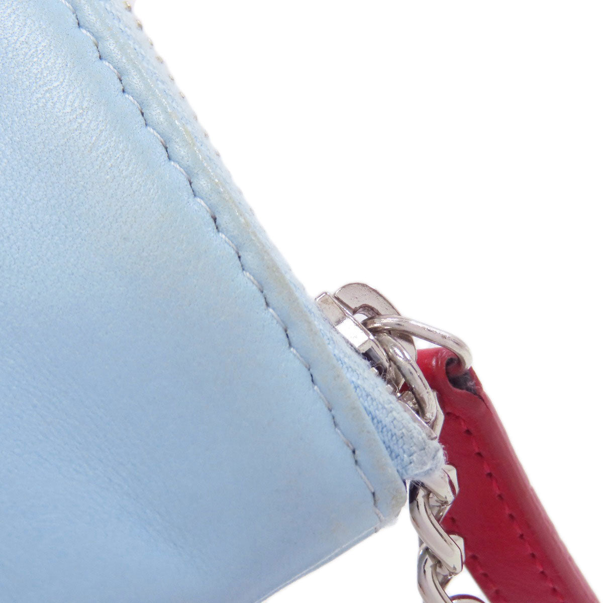 CHANEL Clutch bag leather blue COCO Mark Bicolor