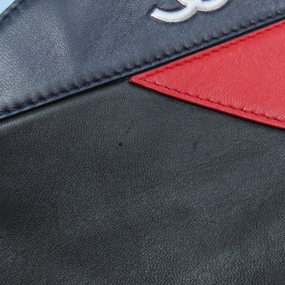 CHANEL Clutch bag leather blue COCO Mark Bicolor