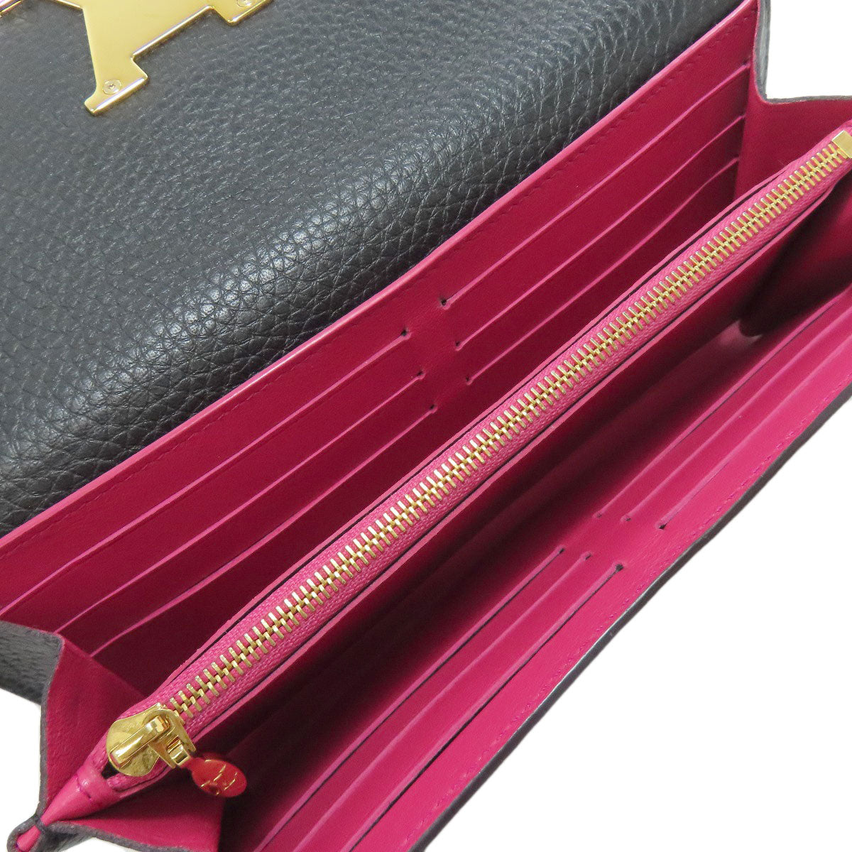 LOUIS VUITTON Long Wallet Purse M61248 Taurillon Clemence black Portefeuille Capsine