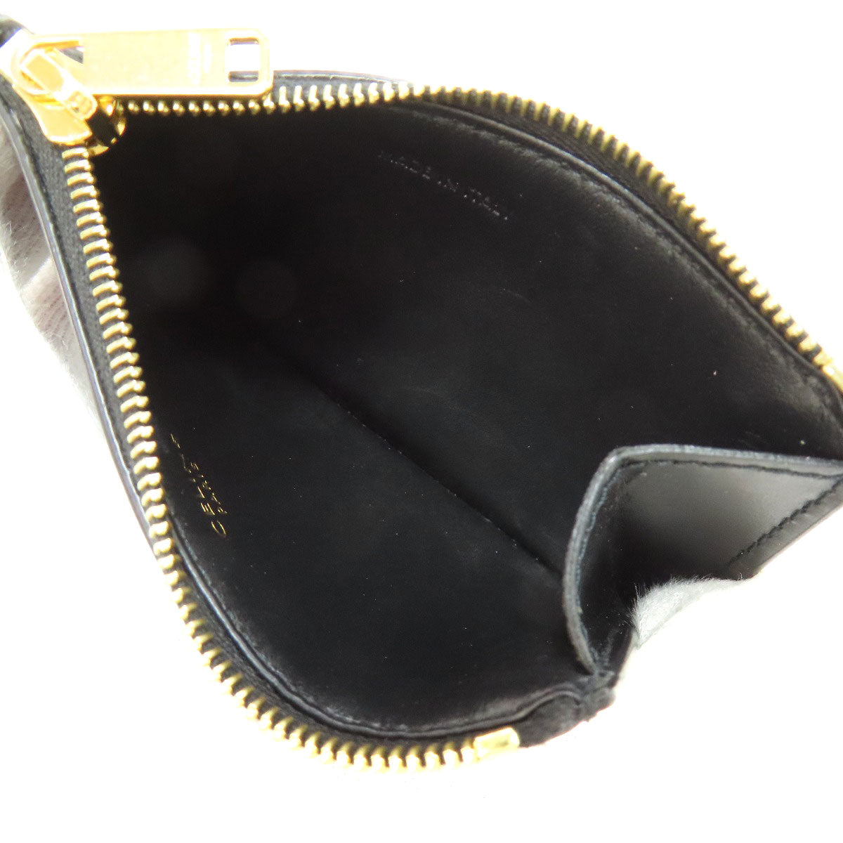 CELINE Coin case leather black Triomphe