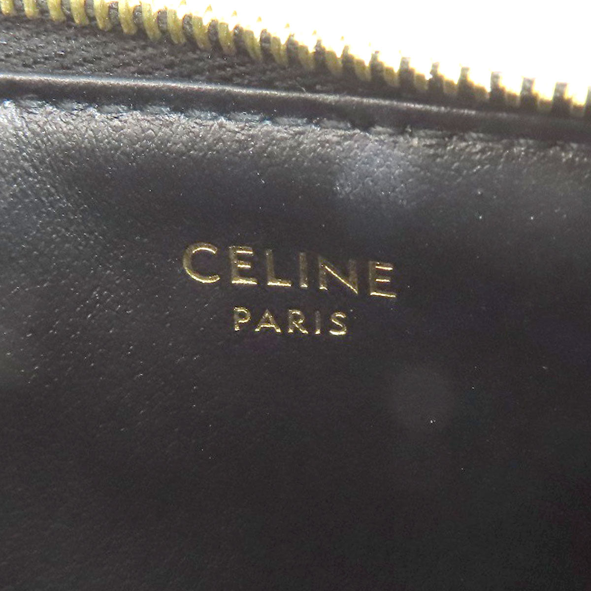 CELINE Coin case leather black Triomphe