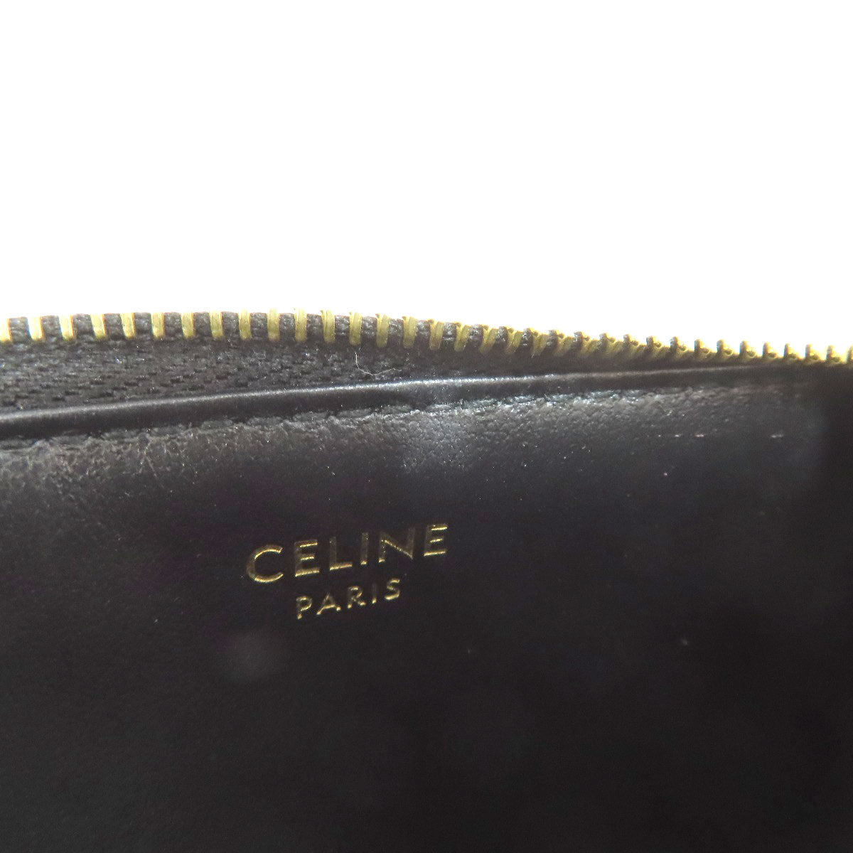 CELINE Coin case leather black Triomphe