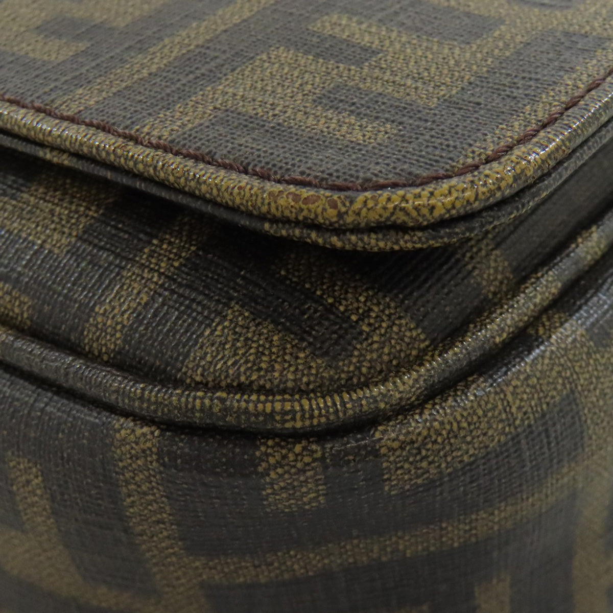 FENDI Shoulder Bag PVC Brown Zucca Pattern
