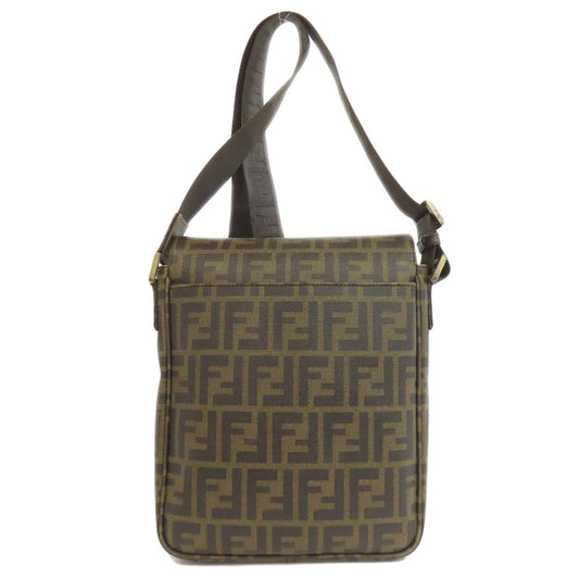 FENDI Shoulder Bag PVC Brown Zucca Pattern