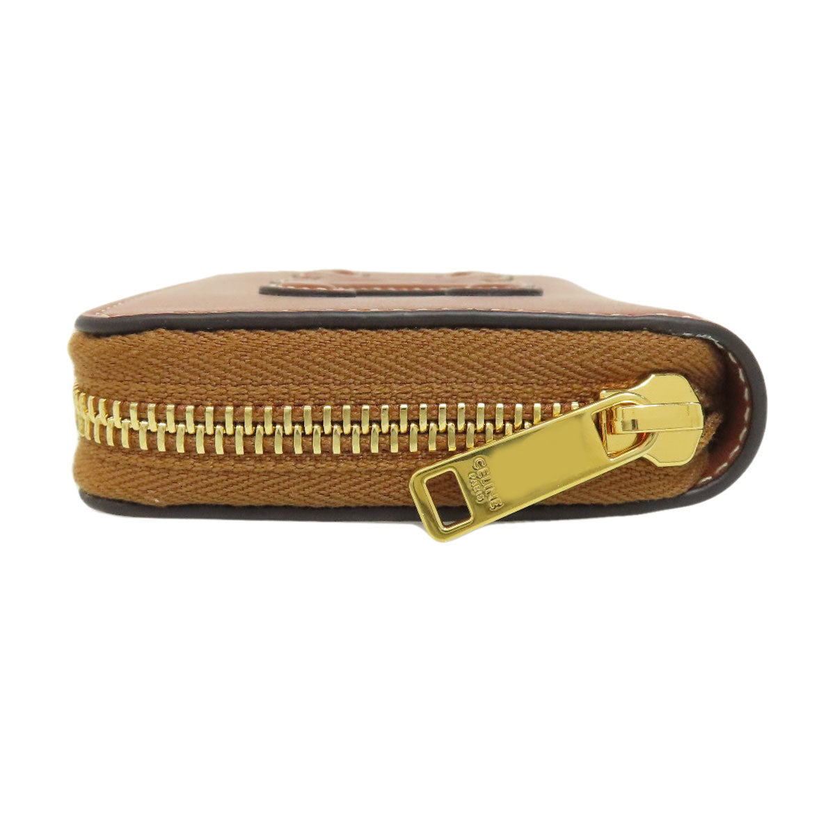 CELINE Coin case leather Brown Triomphe