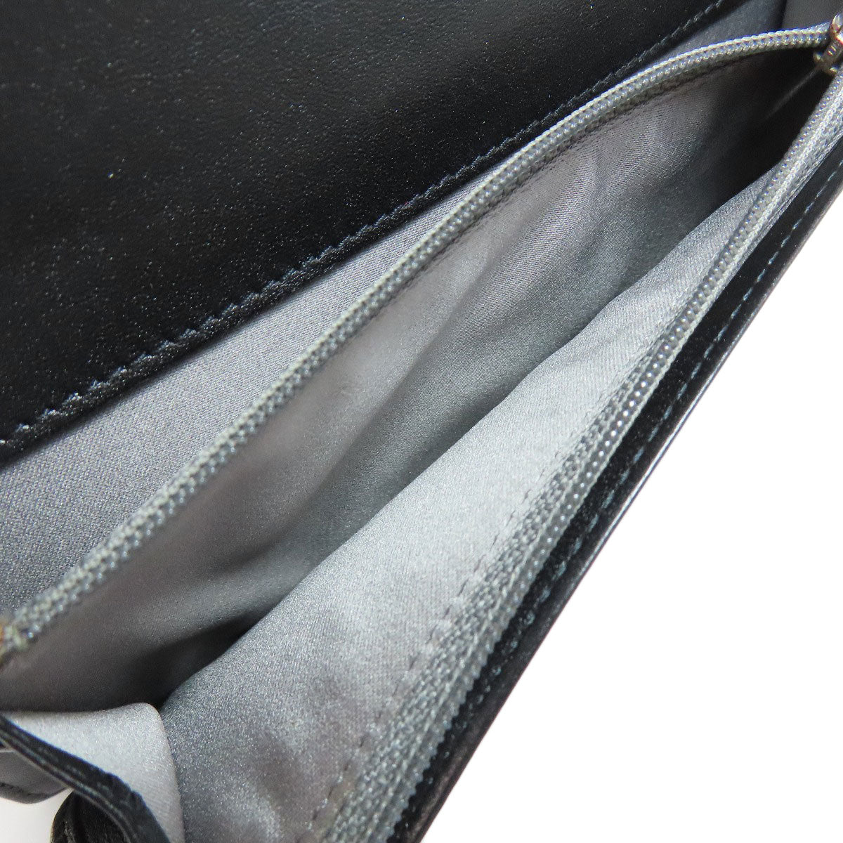 CHANEL Long Wallet Purse Patent leather black Icon SilverMetal