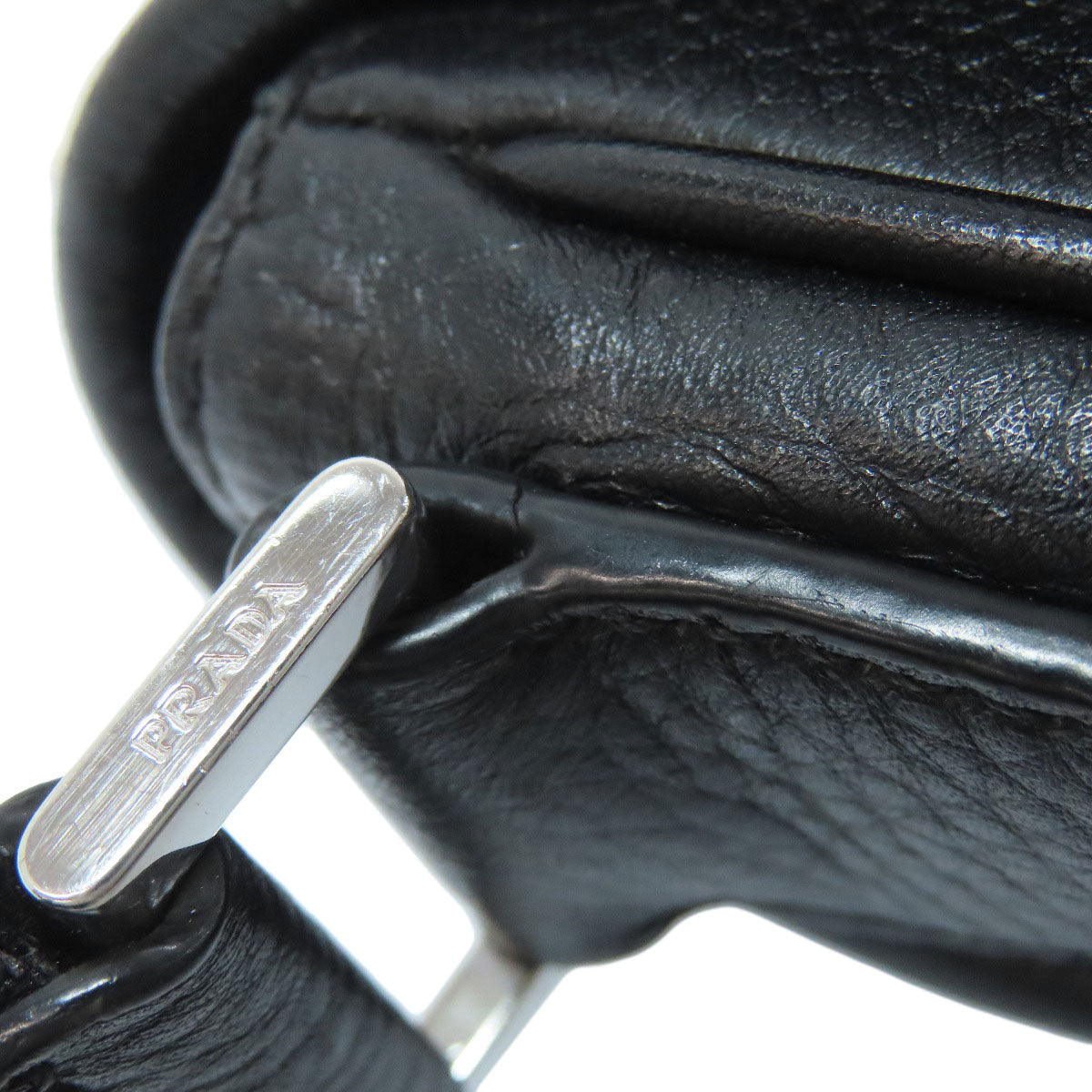 PRADA Shoulder Bag Calfskin black logoMetal