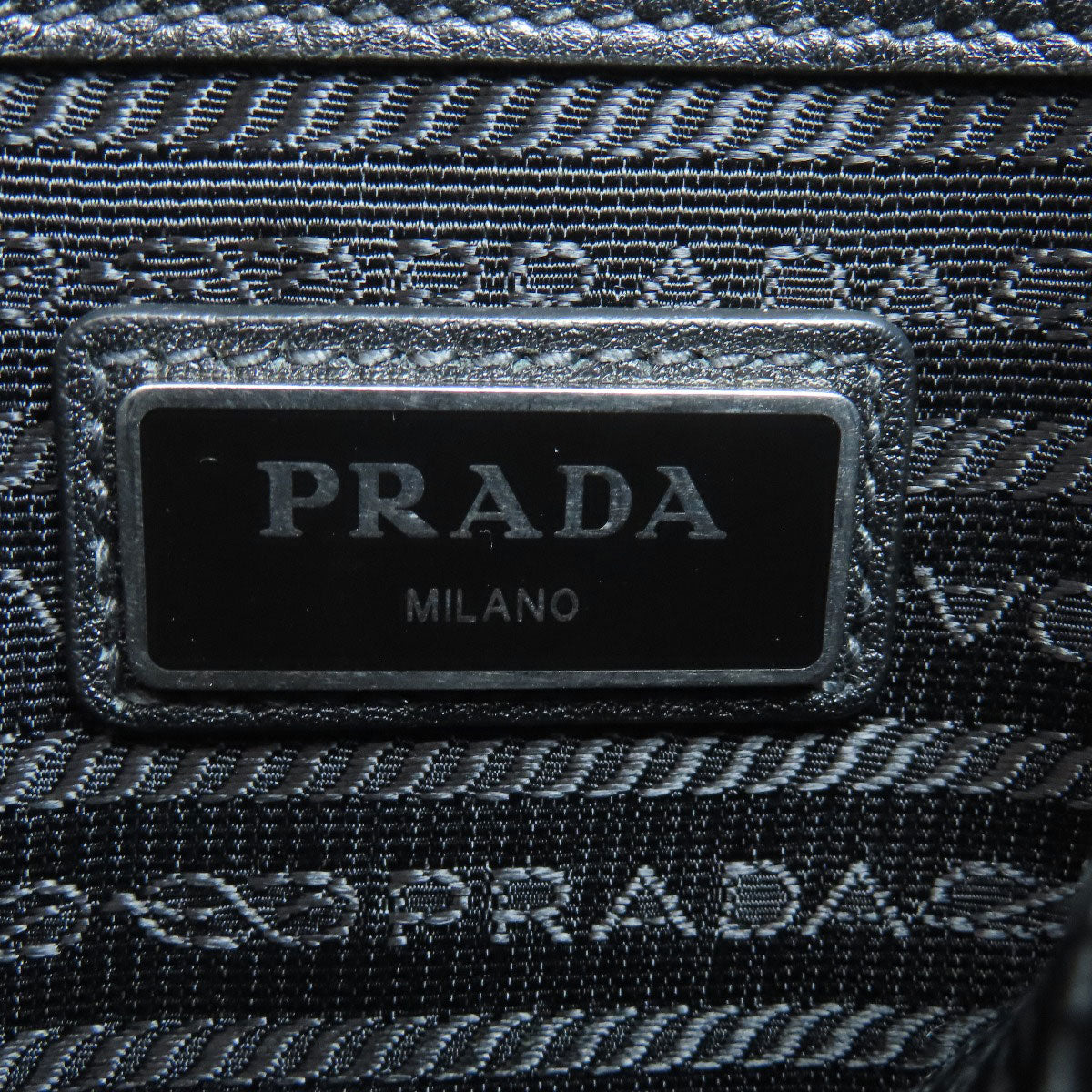 PRADA Shoulder Bag Calfskin black logoMetal