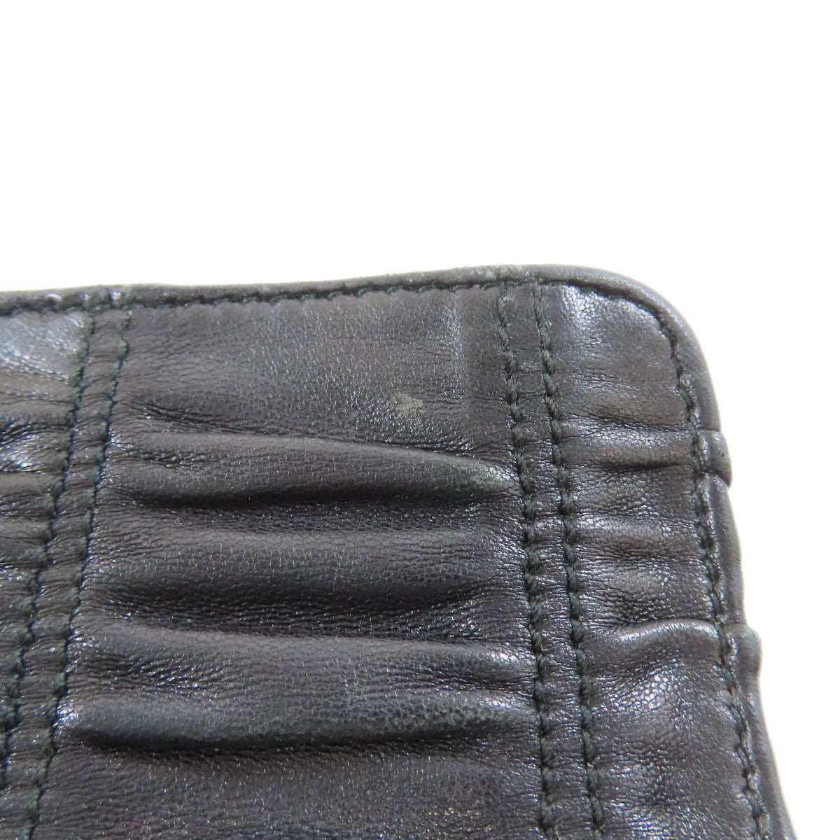 PRADA Shoulder Bag leather black Gathered