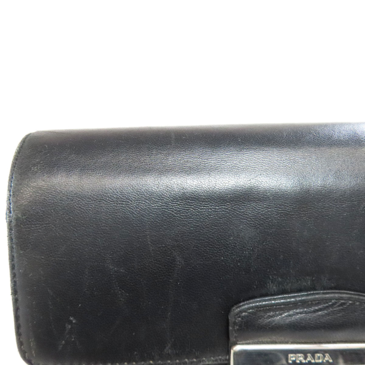 PRADA Shoulder Bag leather black Gathered