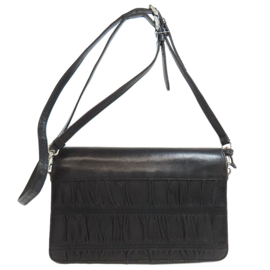PRADA Shoulder Bag leather black Gathered
