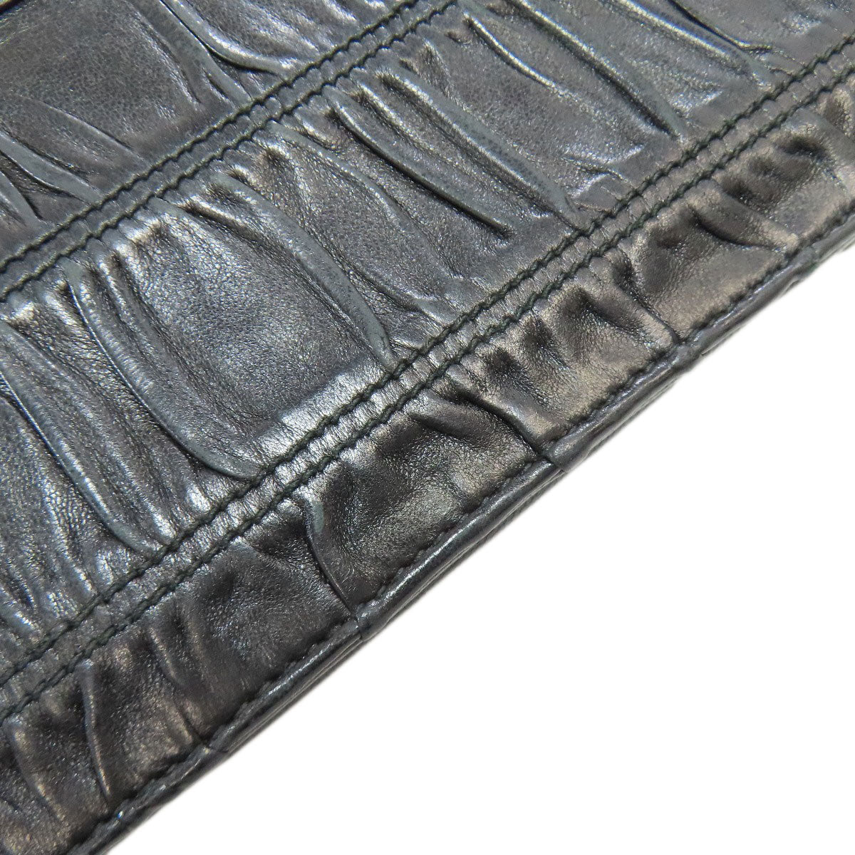 PRADA Shoulder Bag leather black Gathered