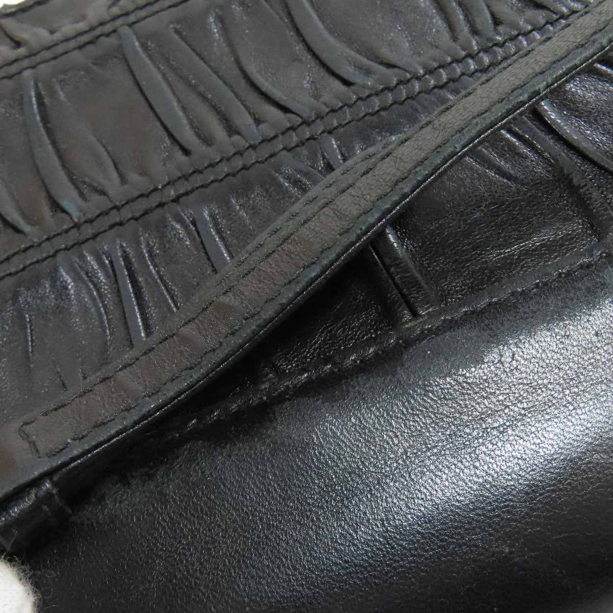 PRADA Shoulder Bag leather black Gathered