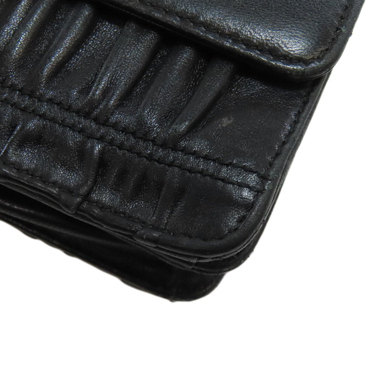 PRADA Shoulder Bag leather black Gathered